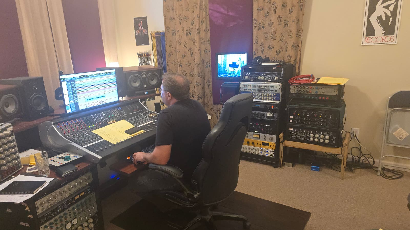Casey mixing the tracks