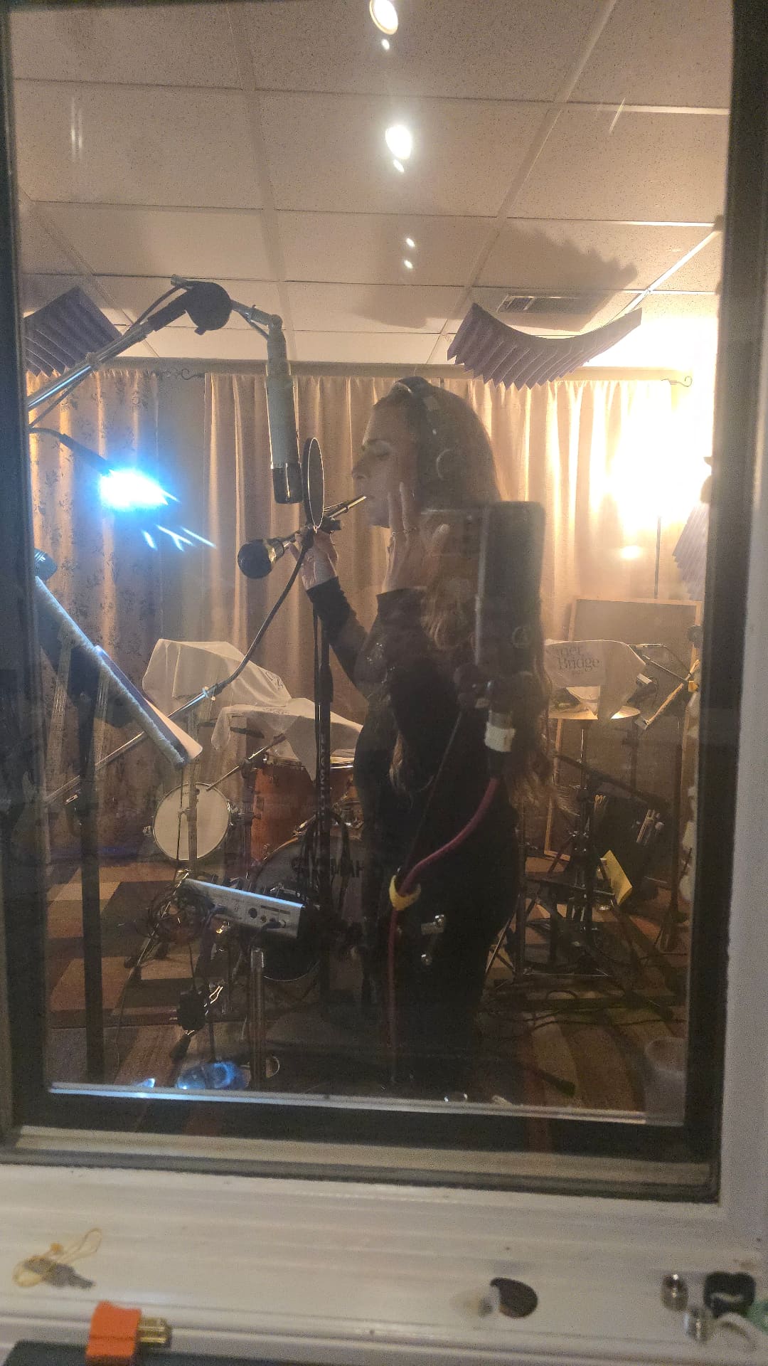 Kendra recording vocals