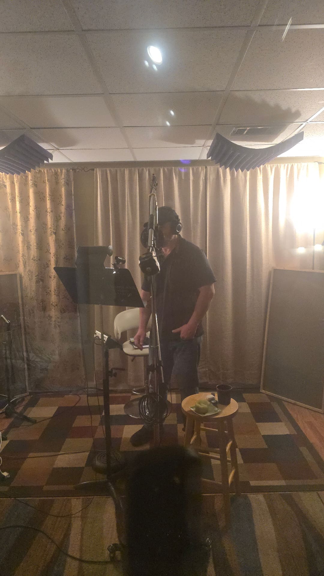 Travis recording vocals